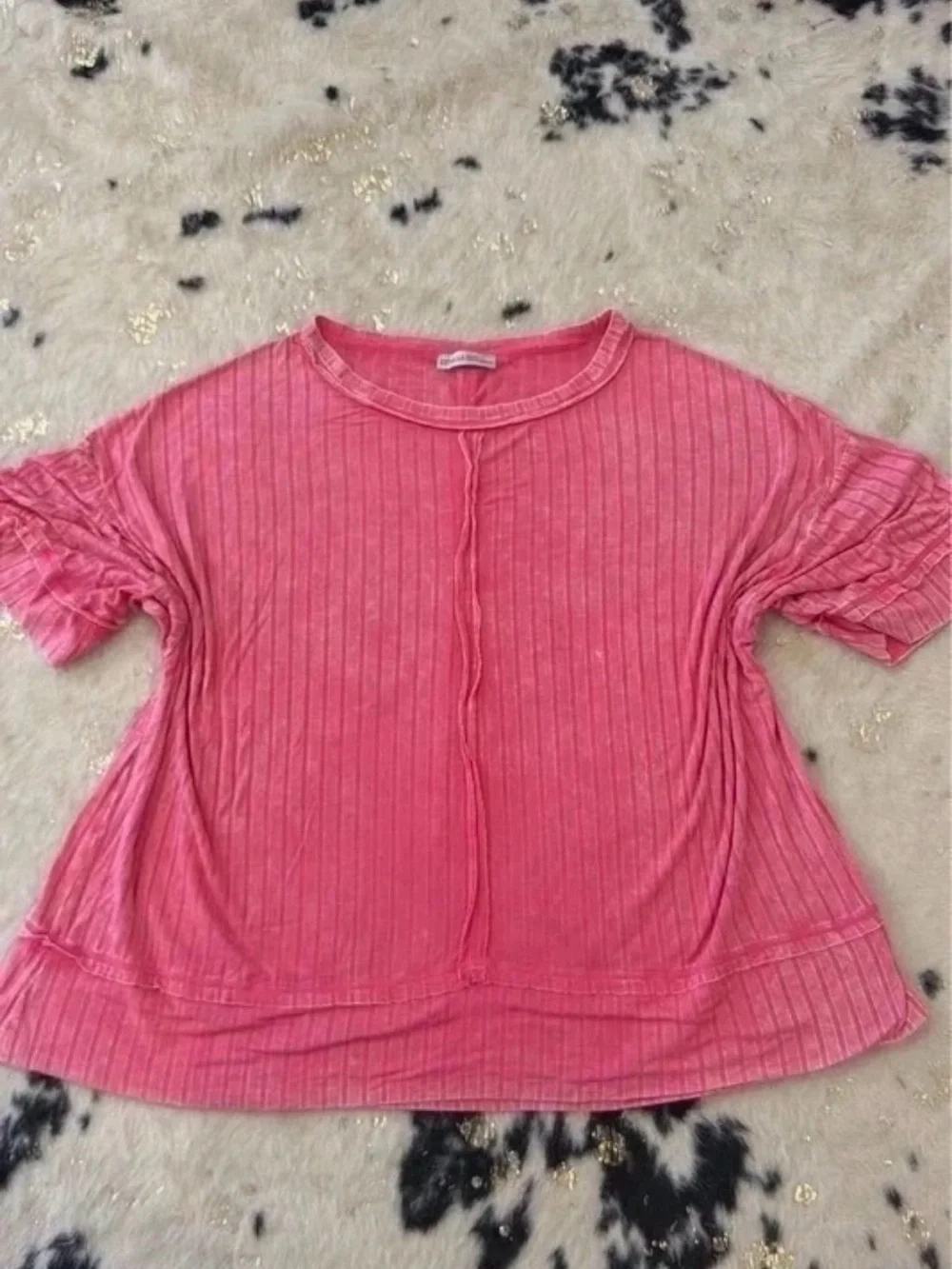 Zenana Outfitters Ribbed Coral Pink Relaxed Tunic Top